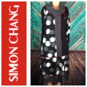 Simon Chang Polka Dot Knit Dress